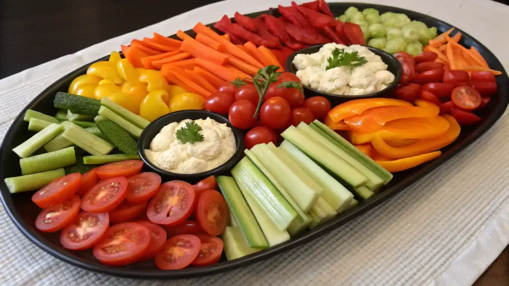 Pro tips for creating a stunning veggie tray with colorful vegetables and appealing textures.