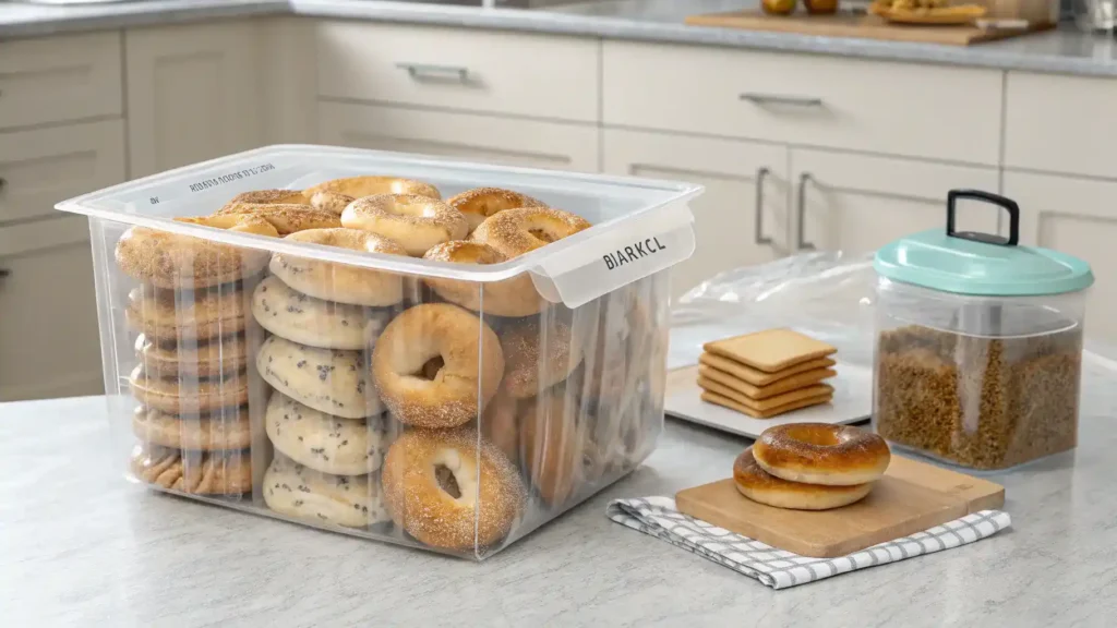 Proper storage methods for bagels to keep them fresh.