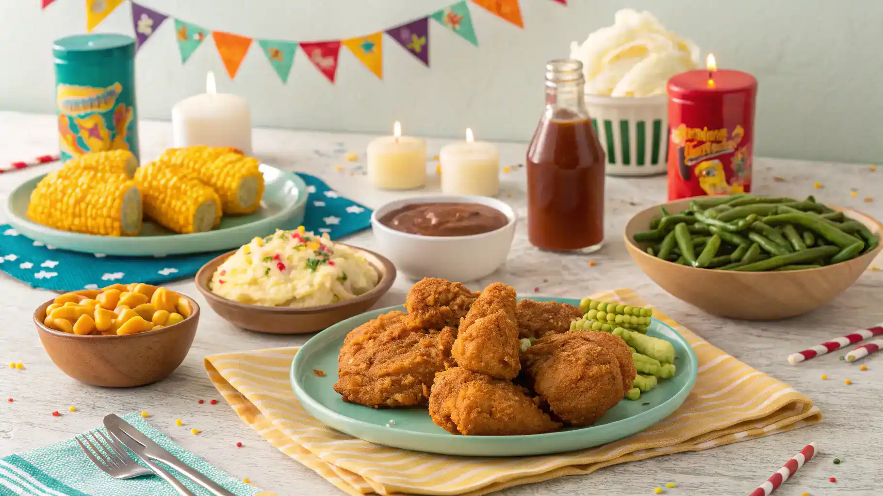 Different serving suggestions for broasted chicken.