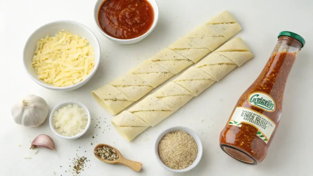 Ingredients for Bosco Sticks displayed on a kitchen counter.