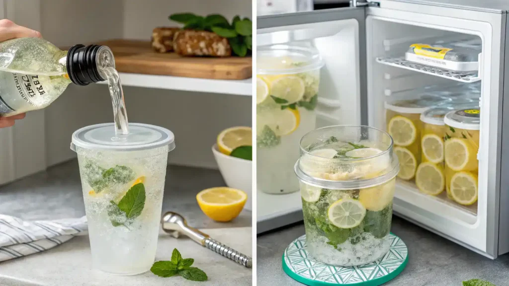 Storing and reheating hard seltzer mocktail.