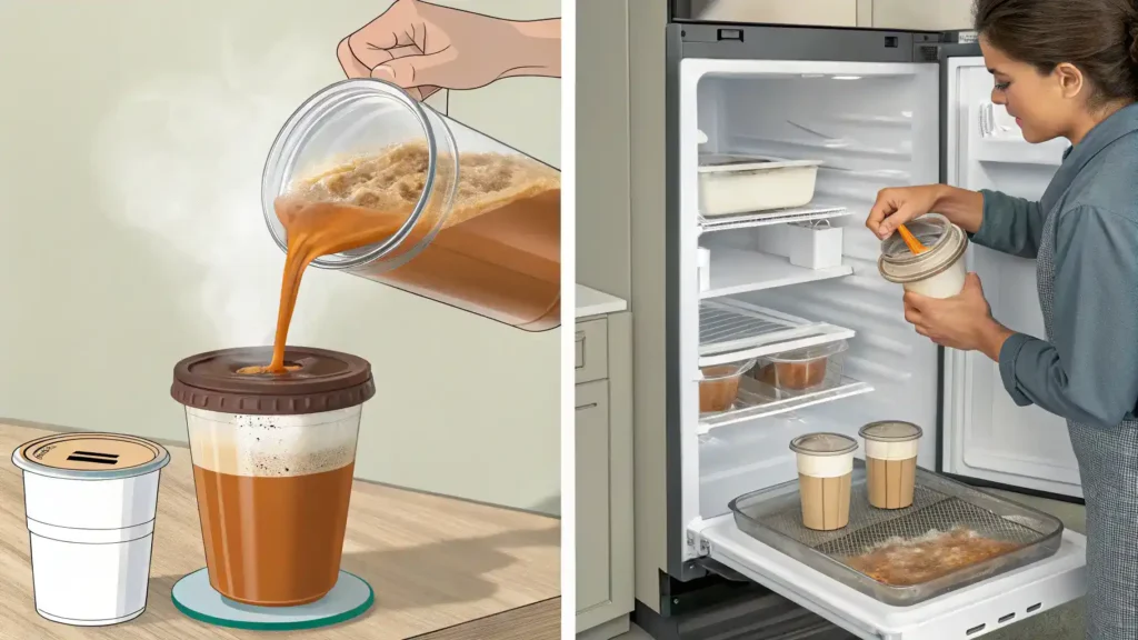 Storing and reheating caramel macchiato.