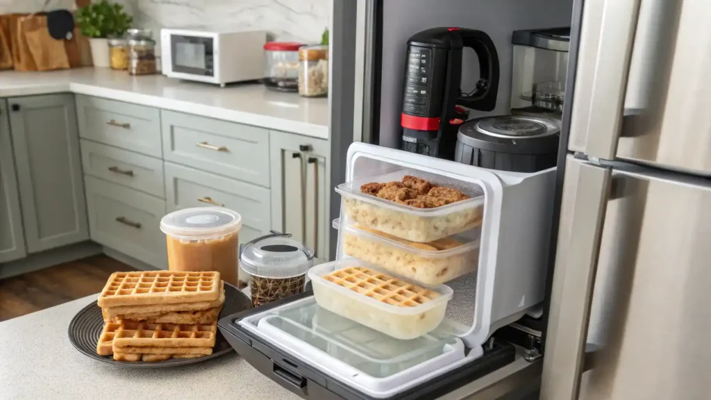 Storage and reheating tips for protein waffles.