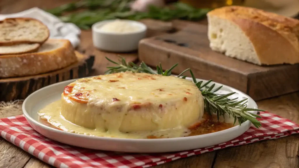 A beautifully plated dish showcasing provolone cheese.
