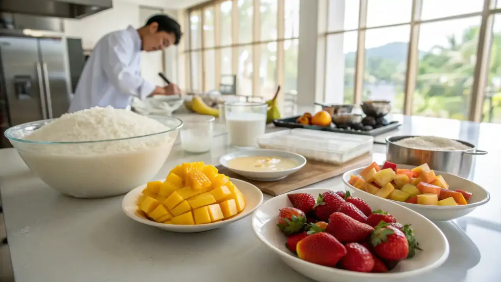 A step-by-step guide to making Asian desserts with ingredients like rice flour and coconut milk.