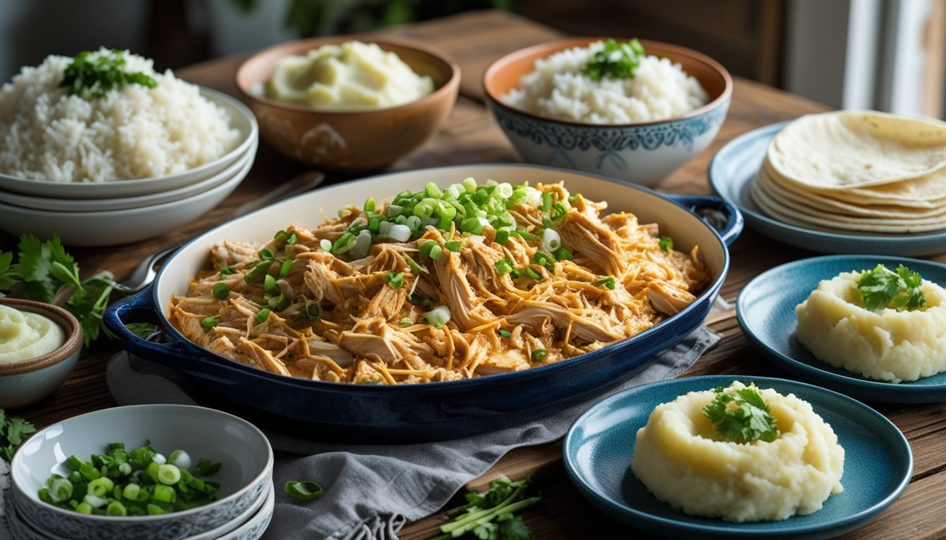 Different ways to serve crack chicken with sides.