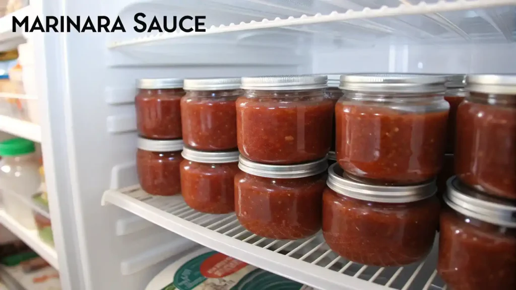 Storing marinara sauce for later use.