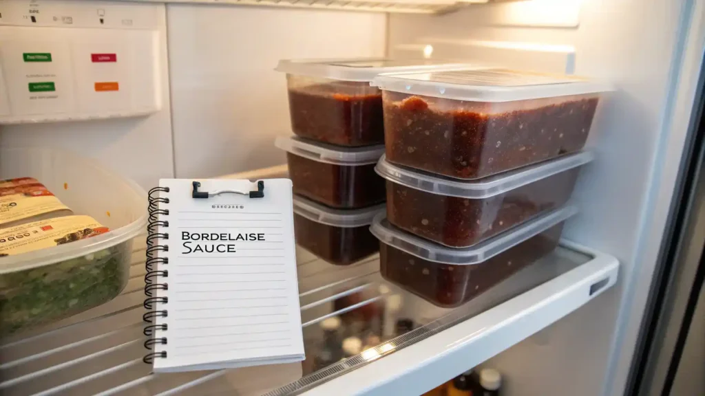 Leftover Bordelaise sauce stored in the refrigerator.