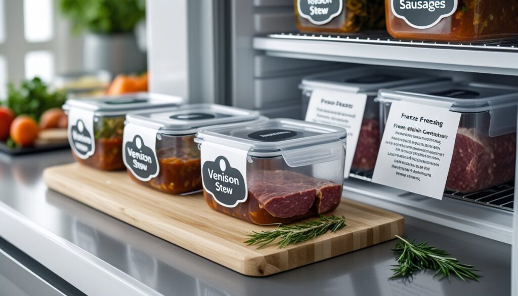 Proper storage methods for venison dishes.