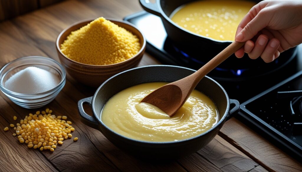 Pro tips for making hot water cornbread displayed with ingredients and cooking tools.