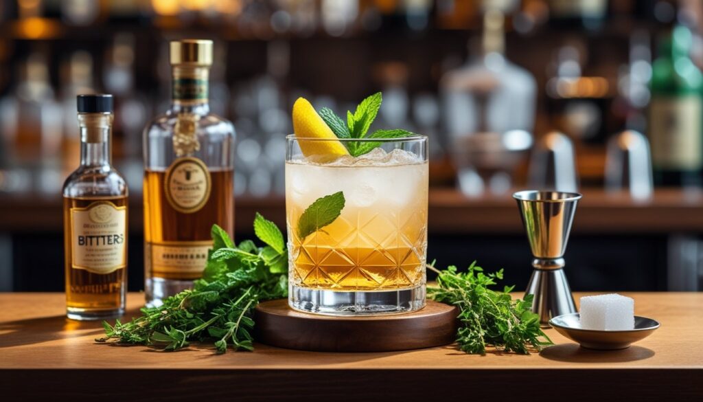 Pro tips for making a Sazerac cocktail, including high-quality bitters and fresh herbs.