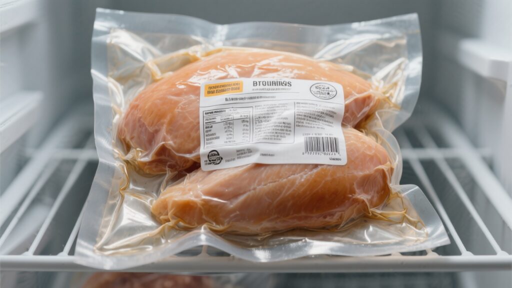 Proper storage methods for smoked chicken breast, including wrapping and labeling.