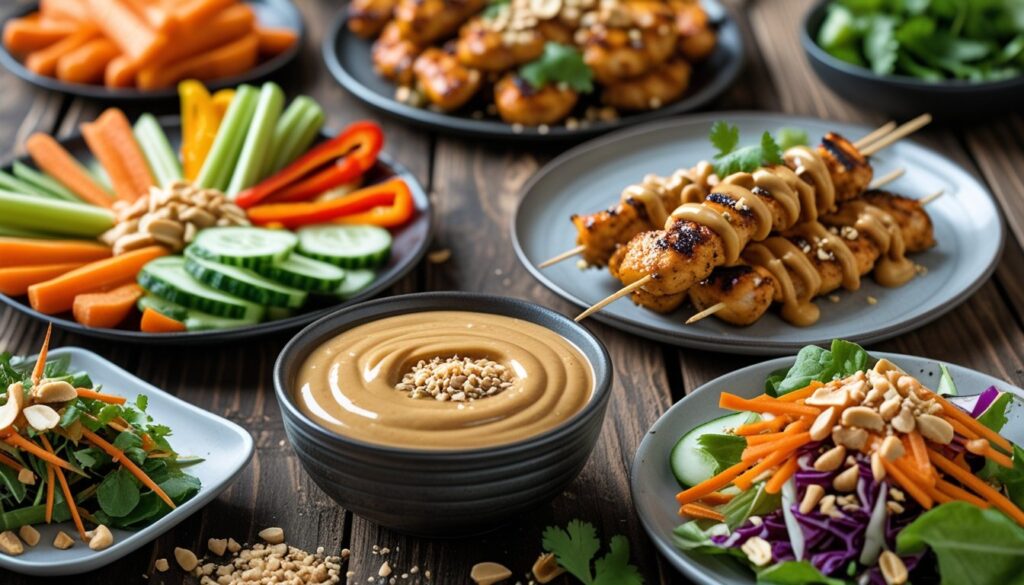 Different ways to serve peanut sauce.