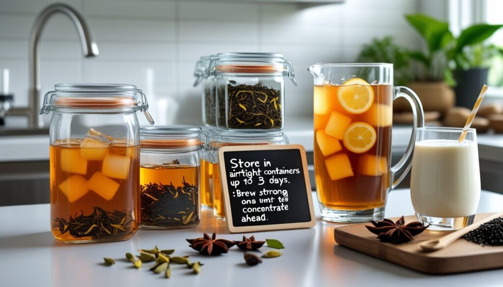 Storage tips for leftover Thai tea, including containers and methods.
