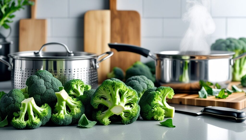 Pro tips for making steamed broccoli with fresh ingredients and cooking tools.