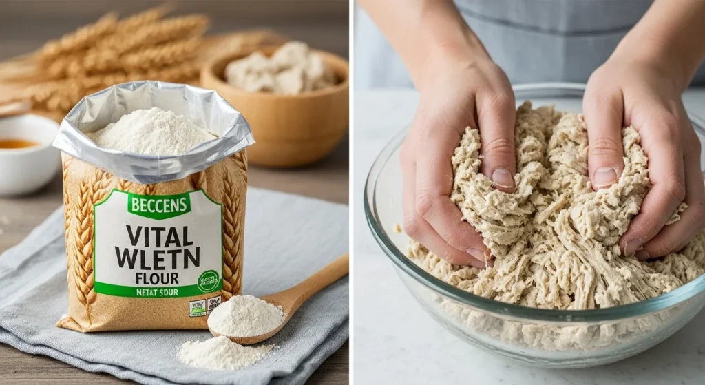 Pro tips for making seitan displayed with visuals.