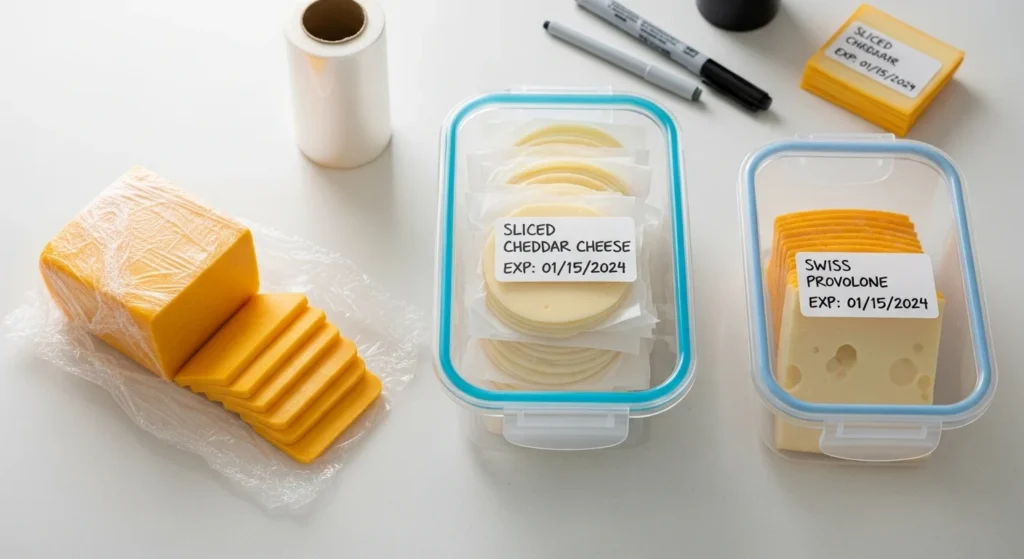 Proper storage techniques for sliced cheese.